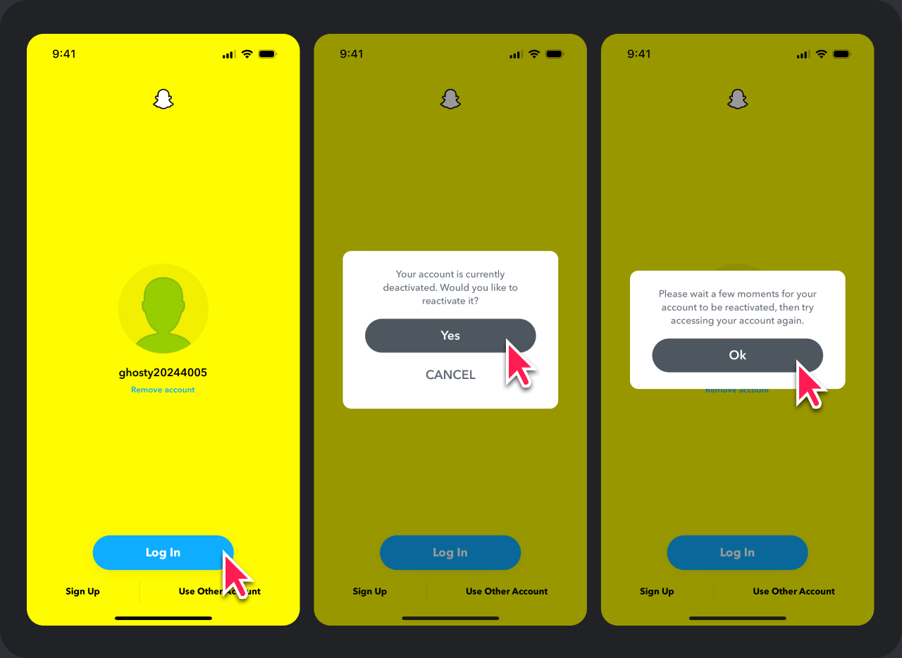 Image showing how to reactivate a Snapchat account
